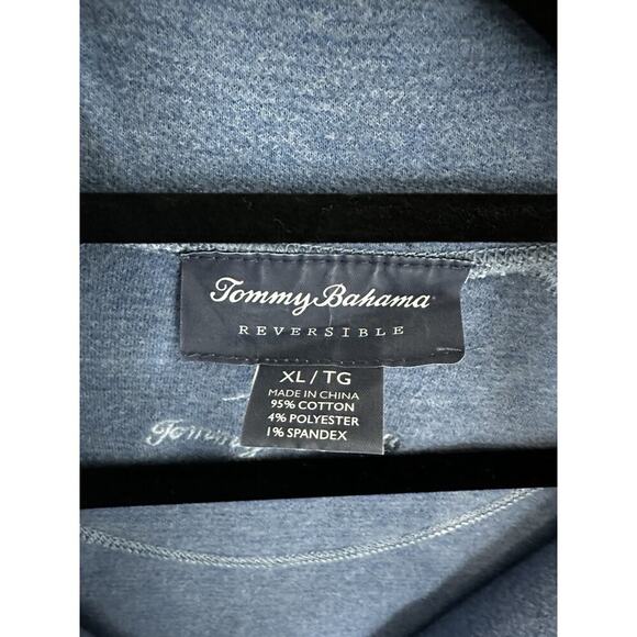 Tommy Bahama Sweater Mens Extra Large Blue 1/4 Quarter Zip Reversible Pullover - Picture 2 of 7